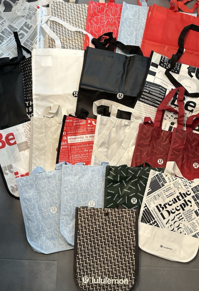 Lululemon Reusable Shopping Tote Bags Mixed Lot of 20 Big Small Medium Variety