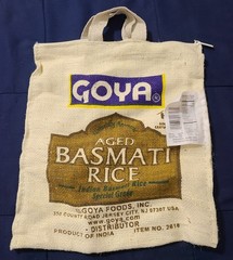 Goya Basmati Rice Burlap Tote Bag Reusable Market Eco Farmhouse Boho Zipper GUC
