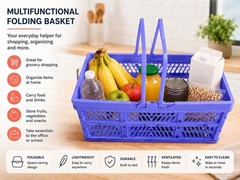 Storage Essentials Collapsible Basket Foldable Blue Plastic