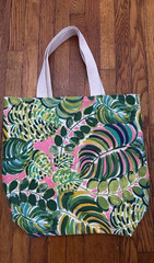 Multicolor Floral & Nature Print Reusable Cotton Tote Shopping Bag 13 x 6 in