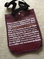 Lululemon Small Shopper Bag Eco Friendly Maroon Burgundy With Slogans