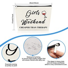 3 Pcs Girls Weekend Best Friends Gift for Women Makeup Bag s, Off White