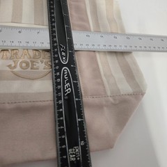 Trader Joe’s Striped Mini Canvas Tote Bag Beige and Tan New 13x8x5.5 Inches