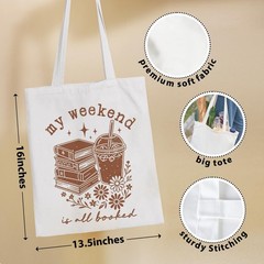 Book Lover’s Canvas Tote Bag: Reusable Shoulder Bag Gift for Women & Men Readers