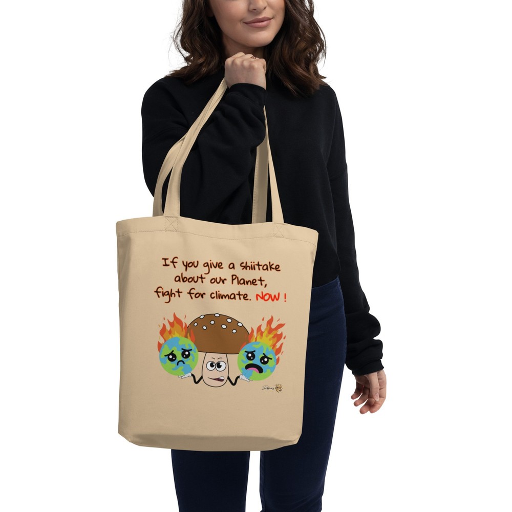 Funny Vegan Tote Bag Organic Cotton Climate Change Gift Eco Reusable Shopper
