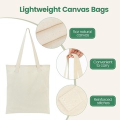 12 Pack Canvas Tote Bag – Lightweight Thin Tote Bags Bulk Blank Shopping Reus…