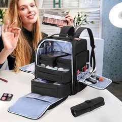 BAFASO Makeup Backpack with 4 Removable Pouches & 1 Brush Bag, Travel Makeup…