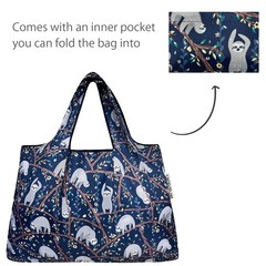 Large & Small Foldable Tote Nylon Reusable Grocery Bags, Set of 2, Sloths