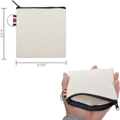 DraCra 3 Pack Small Canvas Zipper Pouch with Hanging Ring Square Multicolor