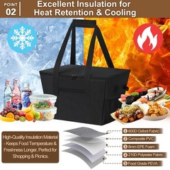 Insulated Grocery Bags Removable Bottom Board Zippered Top Drawstring Cooler