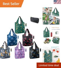 Set of 6 X-Large Animal Print Reusable Grocery Bags – Stylish Eco-Friendly Tote