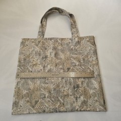 Geometric Pattern Foldable Fabric Reusable Shopping Bag Medium Beige Gray