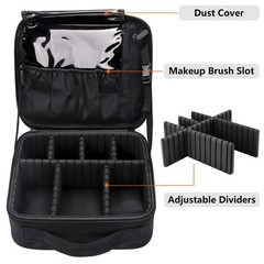 gzcz Travel Makeup Bag,Portable Case Small, Black with Support Strap