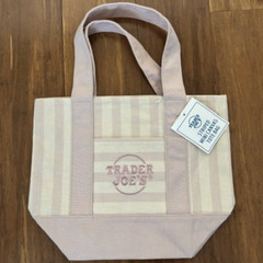 2026 Summer Edition Trader Joe’s Pink & White Striped Mini Canvas Tote Bag