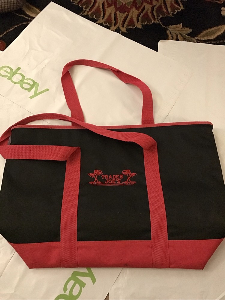TRADER JOE’S XL Red & Black INSULATED Cooler Tote Bag