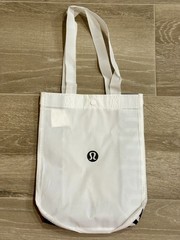 2 LULULEMON Reusable Shopping Totes Bags Small White & Lt Gray (12.5”x9.5”x3.5”)