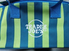 Trader Joe’s Mini Insulated Cooler Tote Bag Summer 2026 Stripe Blue Green
