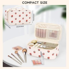 Relavel Makeup Bag, Small Bag for Women, Travel MEDIUM, 01B-Strawberry