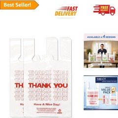 Elegant White Thank You Plastic Bags – 100 Count for Grocery & Boutique Use