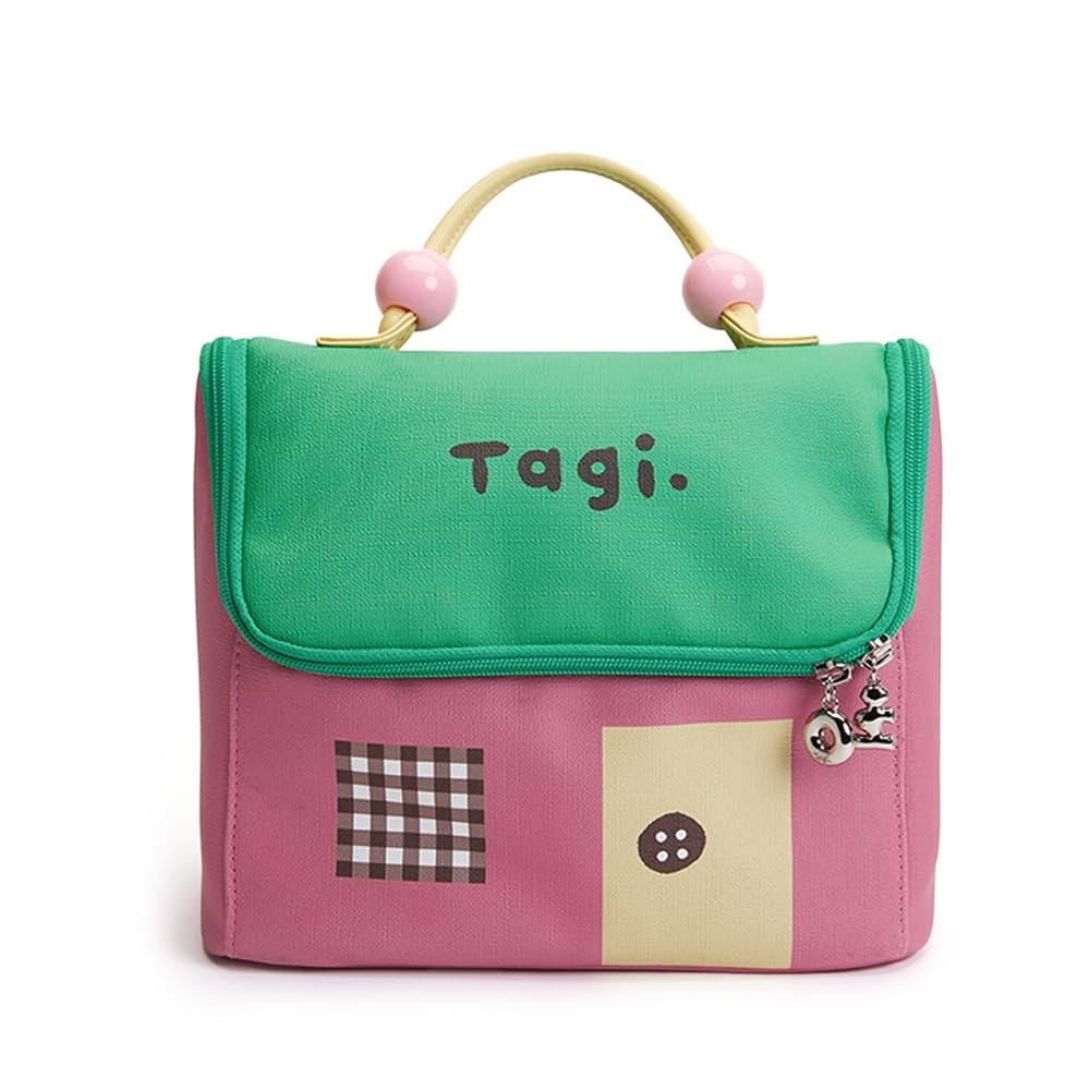 Tagi. Signal House Large Capacity Travel Makeup Bag, Waterproof Matcha Berry