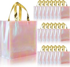 Reusable Gift Bags 20 Pack Pink Non Woven Grocery Tote Party Wedding Bridesmaid