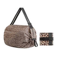 Portable Foldable Shopping Bag Multipurpose Travel Shoulder Bag Leopard