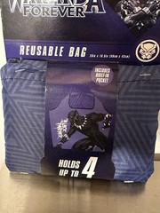 (4) Marvel Black Panther Wakanda Forever Reusable Bag Holds 4 Bags Groceries