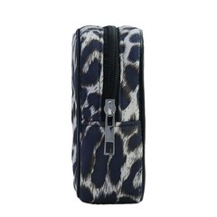 AGBIADD Fabric Leopard Print Clear Makeup Bag Travel Cosmetic Case White
