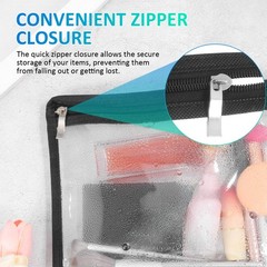 IWOWHERO 4Pcs Clear Makeup Bags Toiletry Bag PVC 27.00X22.00X0.20CM, Black