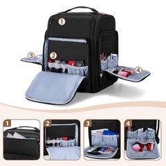 BAFASO Makeup Backpack with 4 Removable Pouches & 1 Brush Bag, Travel Makeup…