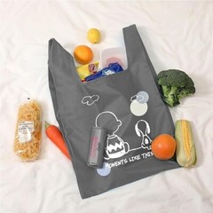 Eco bag,foldable character,with carabiner,durable, large, gray, polyester,005