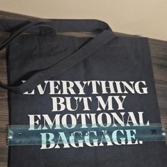 IL Makiage Black Canvas Foldable Tote Bag Medium Modern Text Pattern