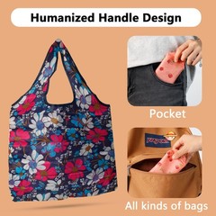 Reusable Grocery Bags, 6 Pack Foldable Shopping Bags with Handles, Washable T…