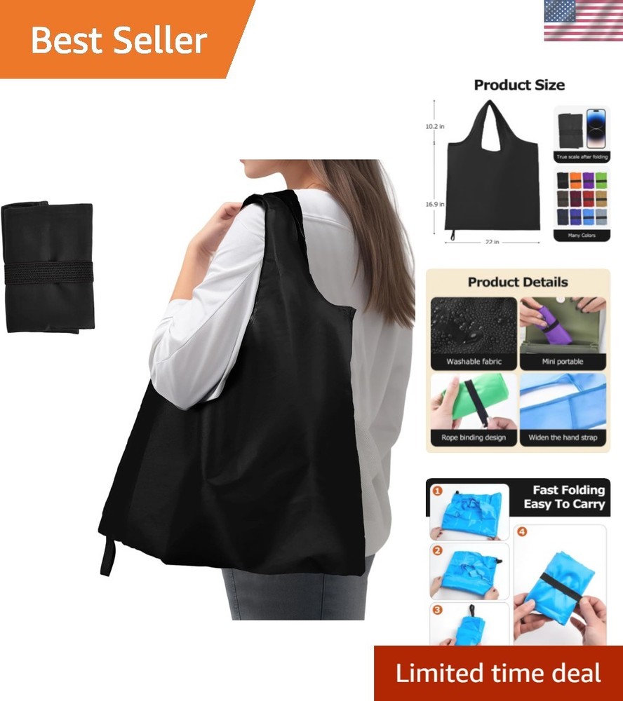 Washable Reusable Grocery Bags, Foldable Reusable Shopping Bags, Polyester To…