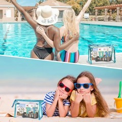 COSHAYSOO Clear Makeup Bag Sunscreen Pouch Beach Vacation Essentials Blue-SUN.