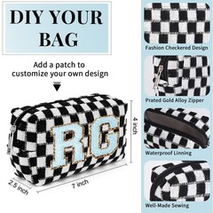 SOIDRAM Checkered Makeup Bag Preppy Cosmetic Bulk Black 6 Pack,
