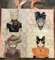 NEW T J Maxx Shopping Tote Bag Dresses Up Cats Cat Portrait Reusable TJMaxx