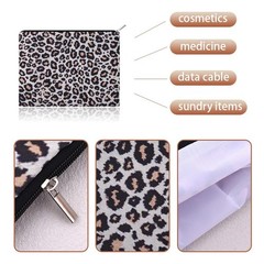 Vintage Leopard Print Cosmetic Bag for Purse Makeup Bags Fuzzy multicolor