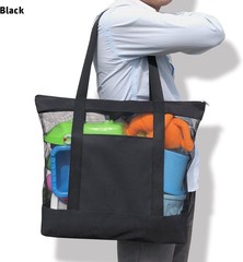 2Pack Lightweight Mesh Tote Bag,Sandproof Beach Bags with Zipper &Double Pocket