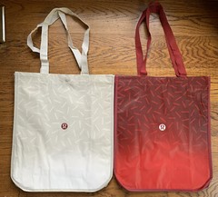 2 Lululemon Large Reusable Shopping Bag 2022 Edition Red & Pale Gray New