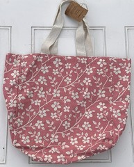 Reusable Tote Bag Eco-friendly Pink White Floral NWT