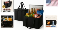 Collapsible Black Grocery Totes (2-Pack)