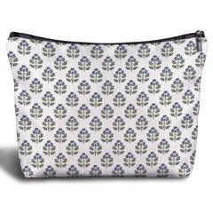 Zomhix Blue Green Block Print Makeup 10 x 7.5 x 0.3 inches, Spring Floral