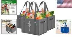 Bulldog Reusable Grocery Bags – Set of 3 Gray Totes