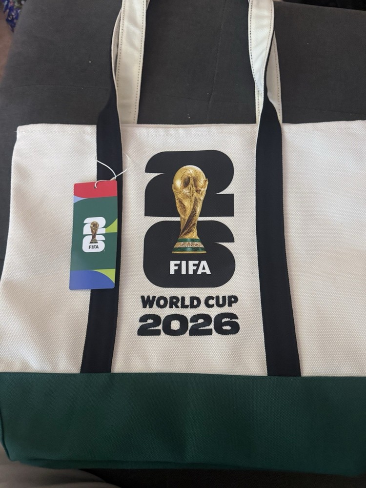 FIFA World Cup 2026 Canvas Reusable Tote Bag Logo White Black Green
