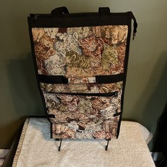 Vintage Cat Tapestry Rolling Portable Travelgear Fold Up Bag W/ Foldable Wheels
