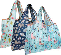 3 Pack Foldable Reusable Grocery Tote Bags Nylon Shopping Bags Large Waterproof