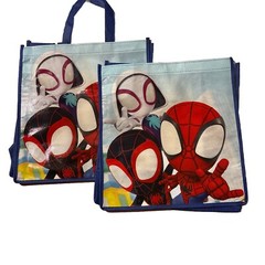 Lot Of 2 New Spiderman Reusable Gift Bag Woven Shopping Bag Tote – Blue Red