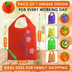 5 Pcs Fruit Micro Tote Bag – Reusable Grocery Bags Foldable with 15″X15″ Capacit