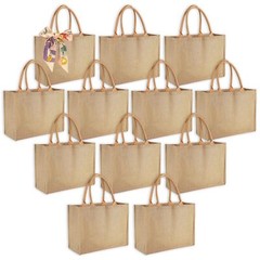 12 Pack Large Burlap Tote Bags with Handles Bridesmaid Wedding Favors Women G…